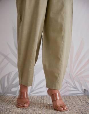 Olive Green Cotton Slub Co-Ord Set 5