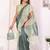 Beautiful Designer Jimmy Choo Ruffle Ready To Wear Saree Decorated By Sequence Lace And Unstitched Blouse Piece