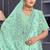 Sea green sequin embroidered georgette designer saree