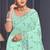 Sea green sequin embroidered georgette designer saree