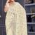 Off white sequin embroidered georgette designer saree