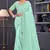 Sea green sequin embroidered georgette designer saree