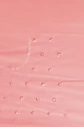 Pink sequin embroidered georgette designer saree