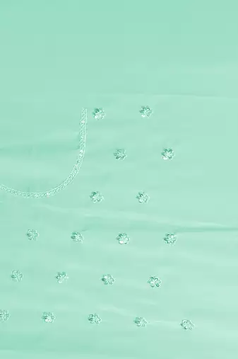 Sea green sequin embroidered georgette designer saree