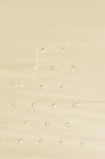 Off white sequin embroidered georgette designer saree
