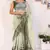 ready to wear pista jimmy choo ruffle saree with unstitched blouse