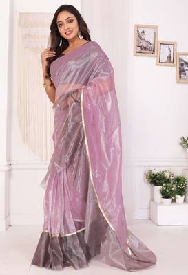 ready to wear purple jimmy choo ruffle saree with unstitched blouse 2