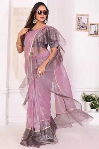 ready to wear purple jimmy choo ruffle saree