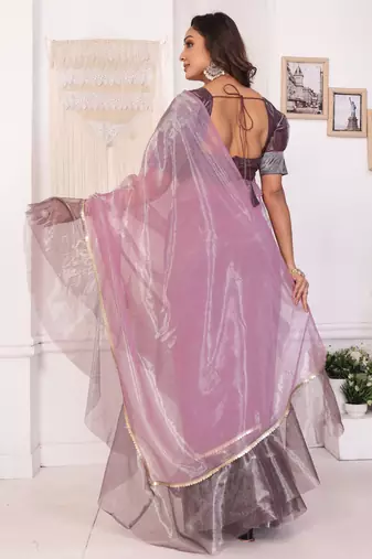 ready to wear purple jimmy choo ruffle saree