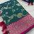 Sea green soft silk blend saree with zari weaving meenakari design