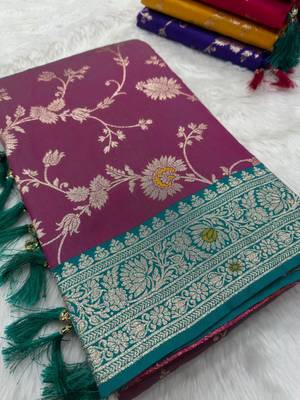 Wine soft silk blend saree with zari weaving meenakari design 3