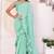 sea green Georgette Ready To Wear Embroidery Ruffle Style Saree With Blouse Piece