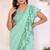 sea green Georgette Ready To Wear Embroidery Ruffle Style Saree With Blouse Piece