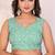 sea green Georgette Ready To Wear Embroidery Ruffle Style Saree With Blouse Piece