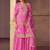 Pink embroidery, zari, sequins work & digital print chinnon straight palazzo suit - free size stitching (size upto 42")