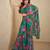 Dark green embroidered hand work and digital print chinnon silk blouse palazzo suit-free size stitching (size upto 42")