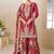 Red embroidery, hand, sequins work & digital print chinnon straight palazzo suit-free size stitching (size upto 42")