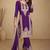 Purple embroidery & sequins work chinnon straight pant suit-free size stitching (size upto 42")