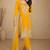 Yellow embroidery & sequins work chinnon straight pant suit-free size stitching (size upto 42")