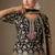 Black tread embroidery zari, & sequins work chinnon silk straight palazzo suit-free size stitching (size upto 42")