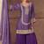 Purple embroidery sequins work & digital print chinnon straight palazzo suit - free size stitching (size upto 42")