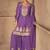 Purple embroidery sequins work & digital print chinnon straight palazzo suit - free size stitching (size upto 42")