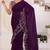 wine Georgette Ready To Wear Embroidery Ruffle Style Saree With Blouse Piece
