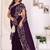 wine Georgette Ready To Wear Embroidery Ruffle Style Saree With Blouse Piece