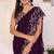 wine Georgette Ready To Wear Embroidery Ruffle Style Saree With Blouse Piece