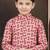 Red rayon degital printed kurta and silk dupion pajama for kids