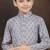 Grey rayon degital printed kurta and silk dupion pajama for kids