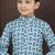 Blue rayon degital printed kurta and silk dupion pajama for kids