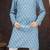 Blue rayon degital printed kurta and silk dupion pajama for kids