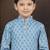 Blue rayon degital printed kurta and silk dupion pajama for kids