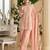Light pink embroidery, stone & beads work georgette straight pant suit - free size stitching (size upto 42")