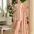 Light pink embroidery stone & beads work georgette straight pant suit - free size(size upto 42")