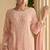 Light pink embroidery, stone & beads work georgette straight pant suit - free size stitching (size upto 42")