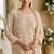 Pastel mauve embroidery, stone & beads work georgette straight pant suit - free size stitching (size upto 42")