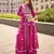 Pink embroidery  stone & sequins work silk front cut anarkali palazzo suit - free size stitching (size upto 42")