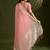 Peach Color All Over Gota-patti Weaves Checks Work Tissue Linen Silk Saree 