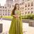 Mehendi green embroidery & sequins work silk front cut anarkali palazzo suit - free size stitching (size upto 42")