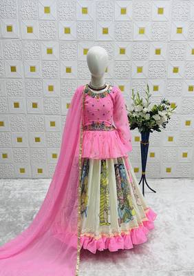 New Kediya Style Georgette Embroidery Work Pink Readymade Lehenga Choli 2