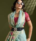 Sky Blue Color With Resham Weaving Work Muga Cotton Paithani Saree 