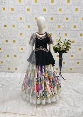 New Designer Kediya Style Chinon Silk Embroidery Work Black Readymade Lehenga Choli 2