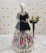 New Designer Kediya Style Chinon Silk Embroidery Work Black Readymade Lehenga Choli