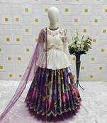 New Designer Kediya Style Chinon Silk Embroidery Work White Readymade Lehenga Choli