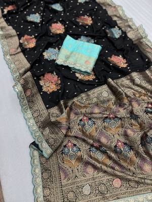black dola silk blend saree  1