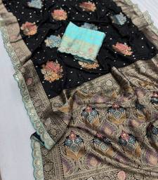 black dola silk blend saree 