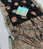 black dola silk blend saree 