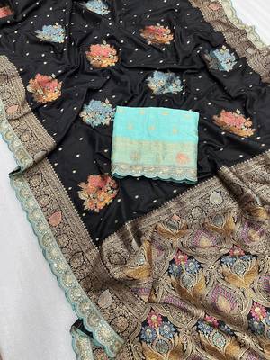black dola silk blend saree  3